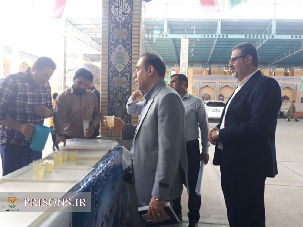 برپایی ایستگاه صلواتی اداره زندان دشتستان در مصلی نماز جمعه برازجان 