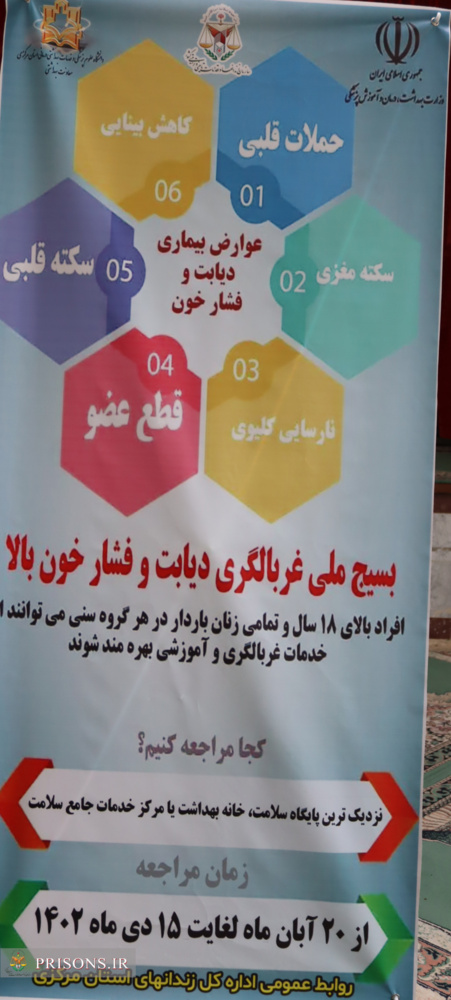 اجرای طرح غربالگری دیابت و فشار خون در زندان‌های استان مرکزی
