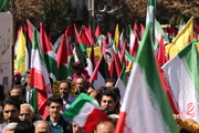 فریاد مرگ بر اسرائیل کارکنان زندان‌های زنجان در راهپیمایی روز قدس