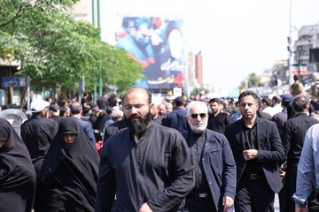 حضور رئیس سازمان زندان‌ها در مراسم تشییع پیکر شهید آیت‌الله رئیسی و شهدای خدمت