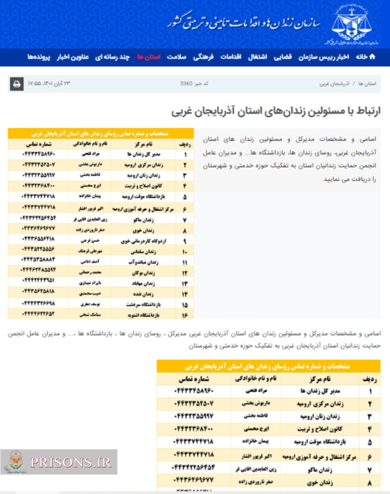 مشخصات مدیران و مسئولین 